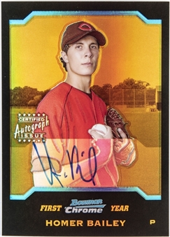 2005 Bowman Chrome Gold Refractors #BDP170 Homer Bailey Signed Rookie Card